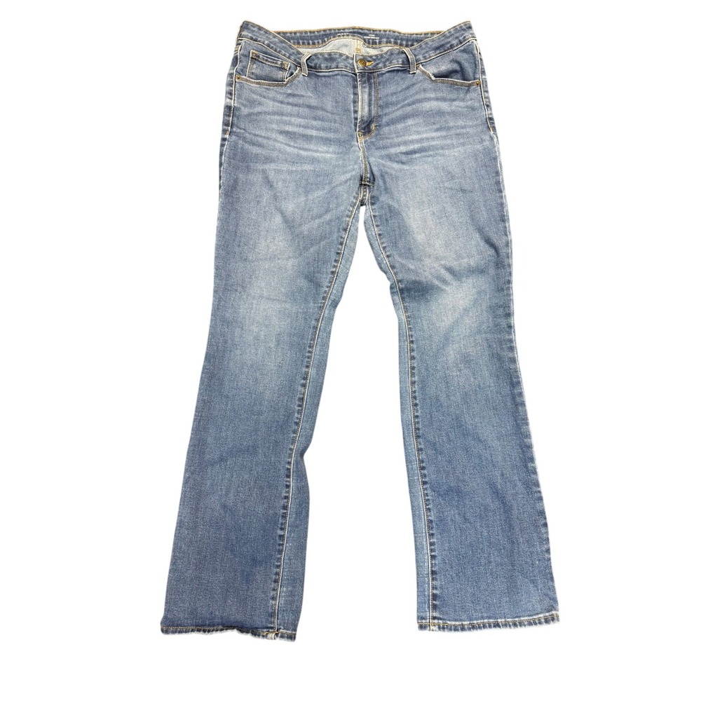 Old Navy Kicker Boot-Cut Jeans Women's 16 Blue Mid-Rise Denim Distressed Jeans